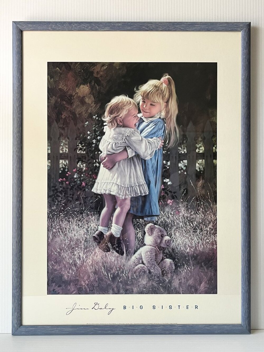 Vintage 1999 Jim Daly Big Sister Art Print Custom Framed Wall Art 25x19